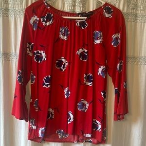 Banana Republic Red Floral Blouse